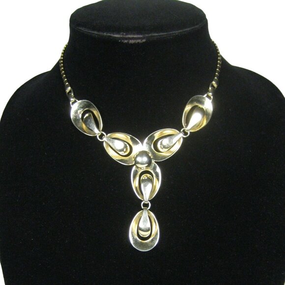 Y Shape Necklace 15 in Jewelry Goldtone Statement VTG 70s 80s Choker Collar